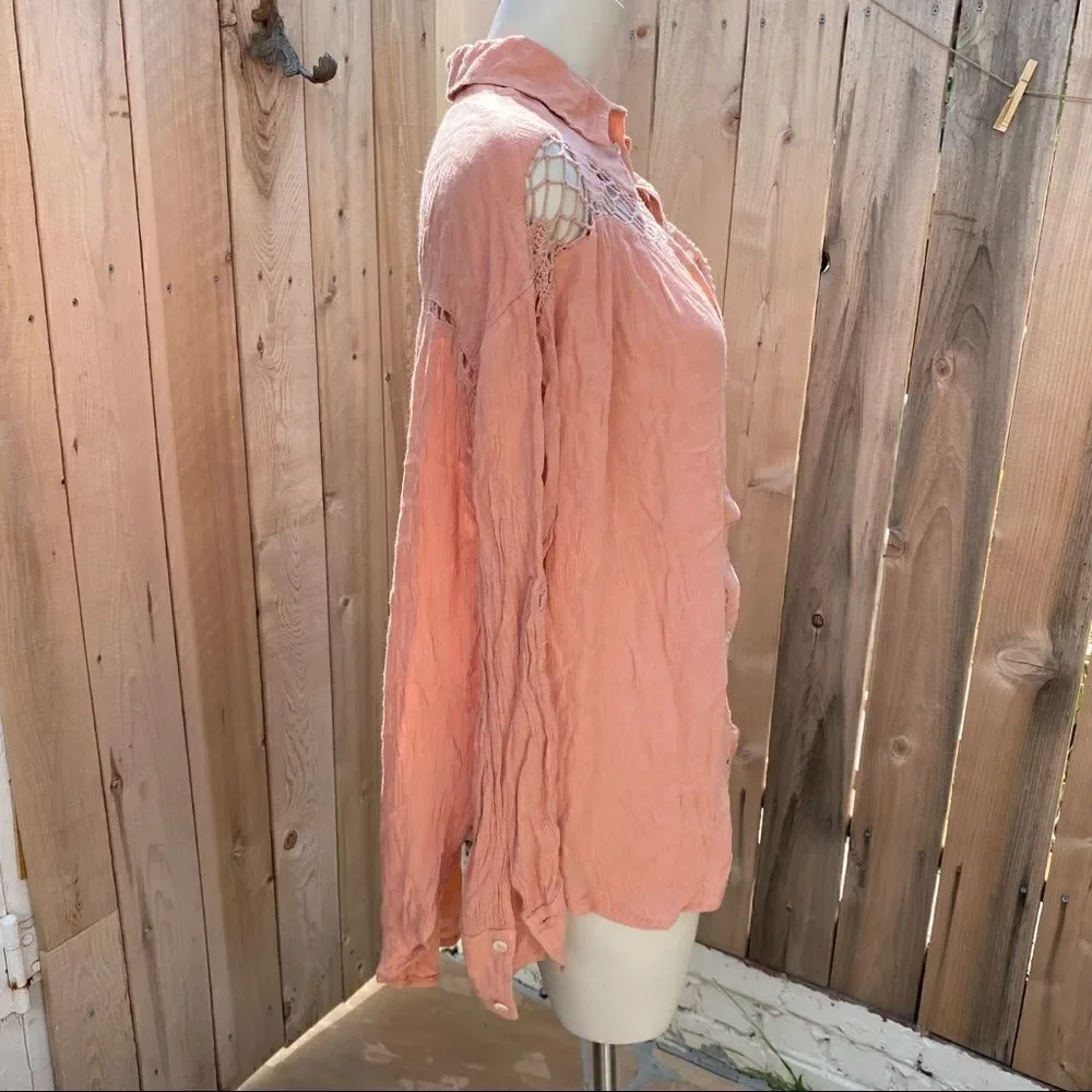Free People Katie Bird Buttondown Blouse size medium
